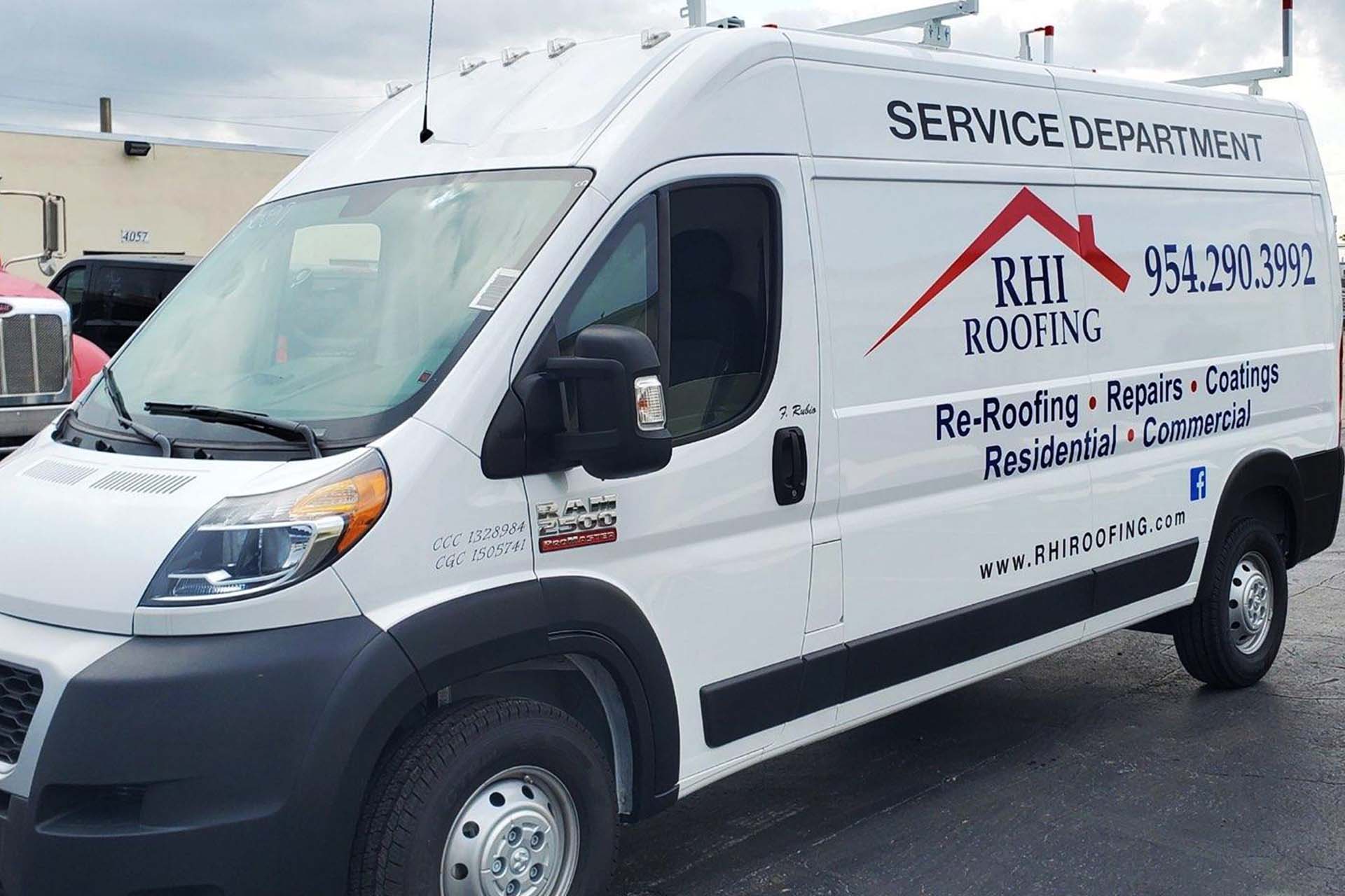 rhi roofing company oakland park service van